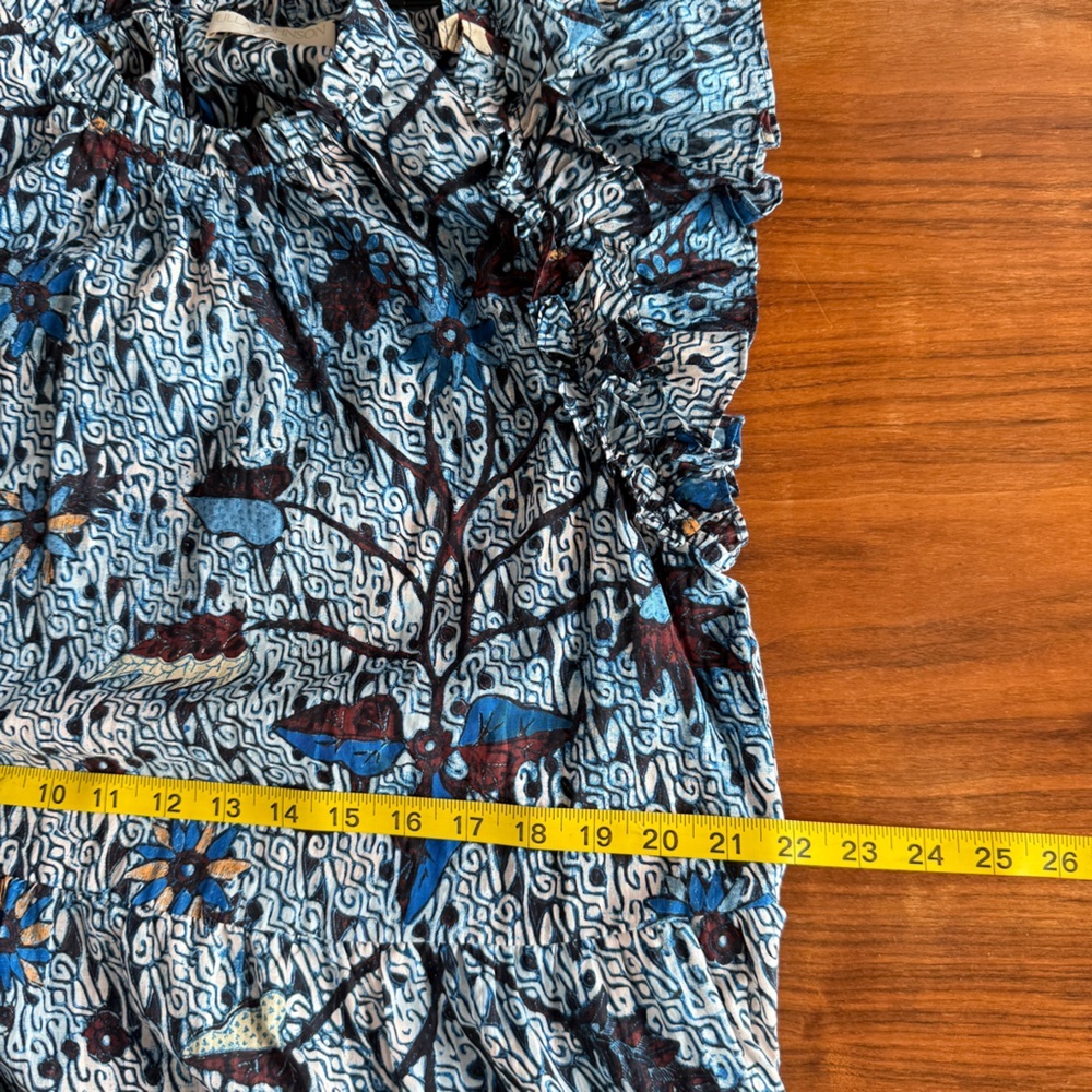 ULLA JOHNSON Denia Ruffle-Sleeve Tiered Mini Dress Sz 10 - Picture 13 of 13